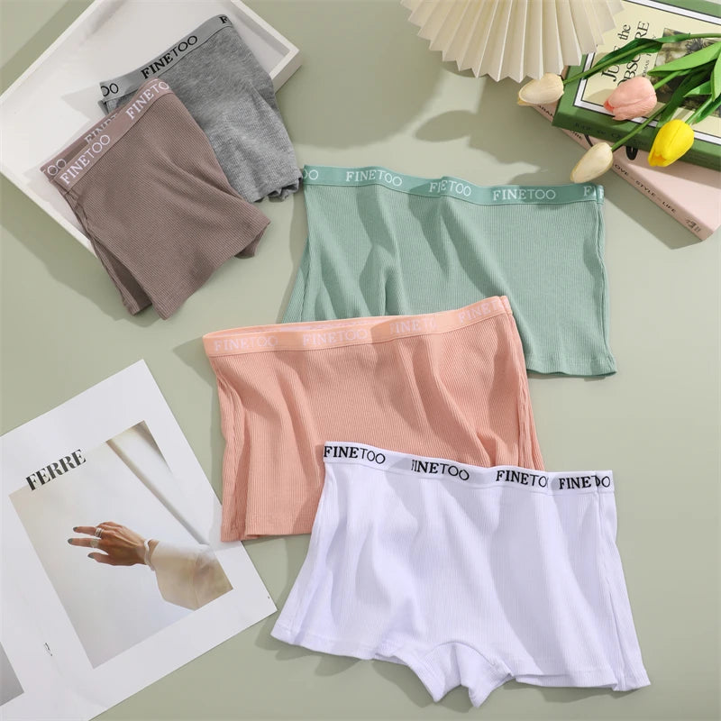 Women's Cotton Boxer Shorts - Seamless Mid Waist Safety Underwear