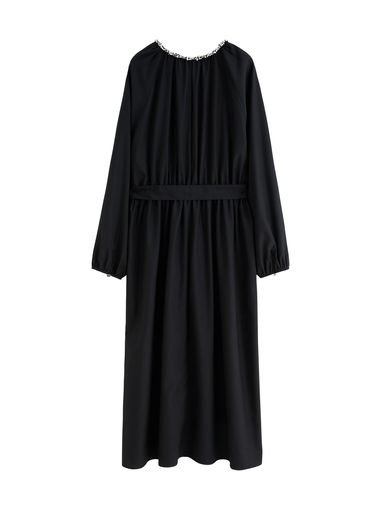 Plus Size Long Black Dress - Casual Commuting All-Match Dress