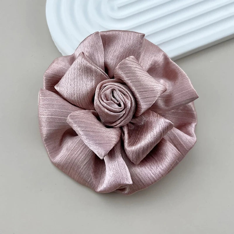 Handmade Fabric Flower Brooch - 11cm Corsage Lapel Pin for Women