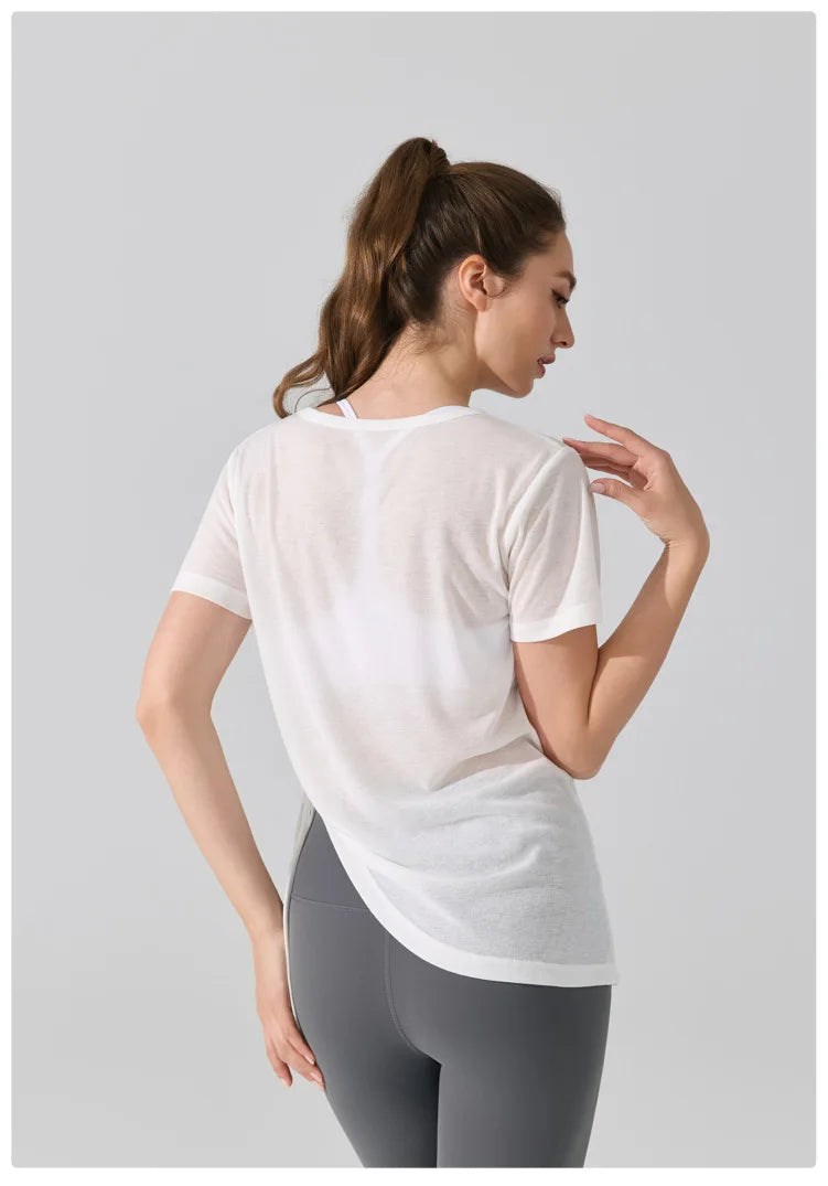 Women's Short Sleeve Yoga T-Shirt - Breathable Quick Dry Workout Top