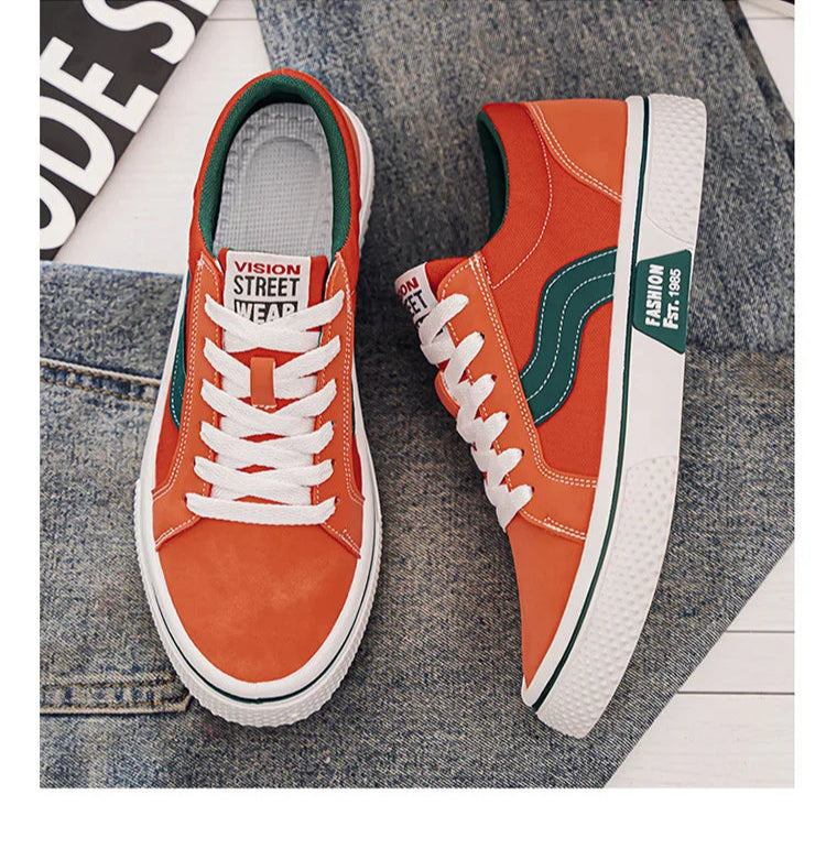 Men's Canvas Skateboard Sneakers - Lace-Up Casual Trainers