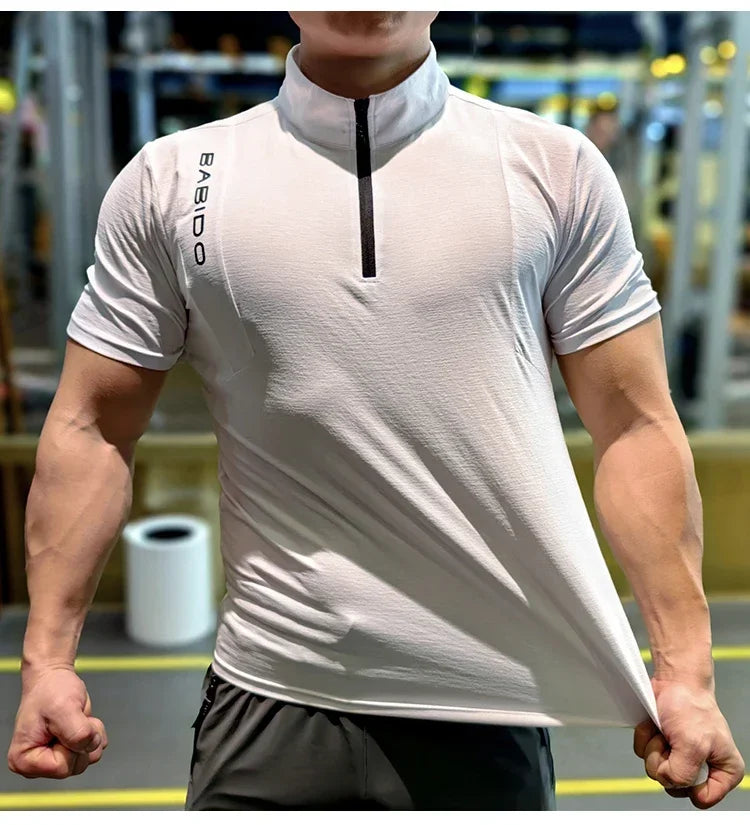 Men's Fitness Sport Clothing Bodybuilding Training Gym Running Short Sleeve Muscle Fit Top Quick Dry Rashguard T-Shirt