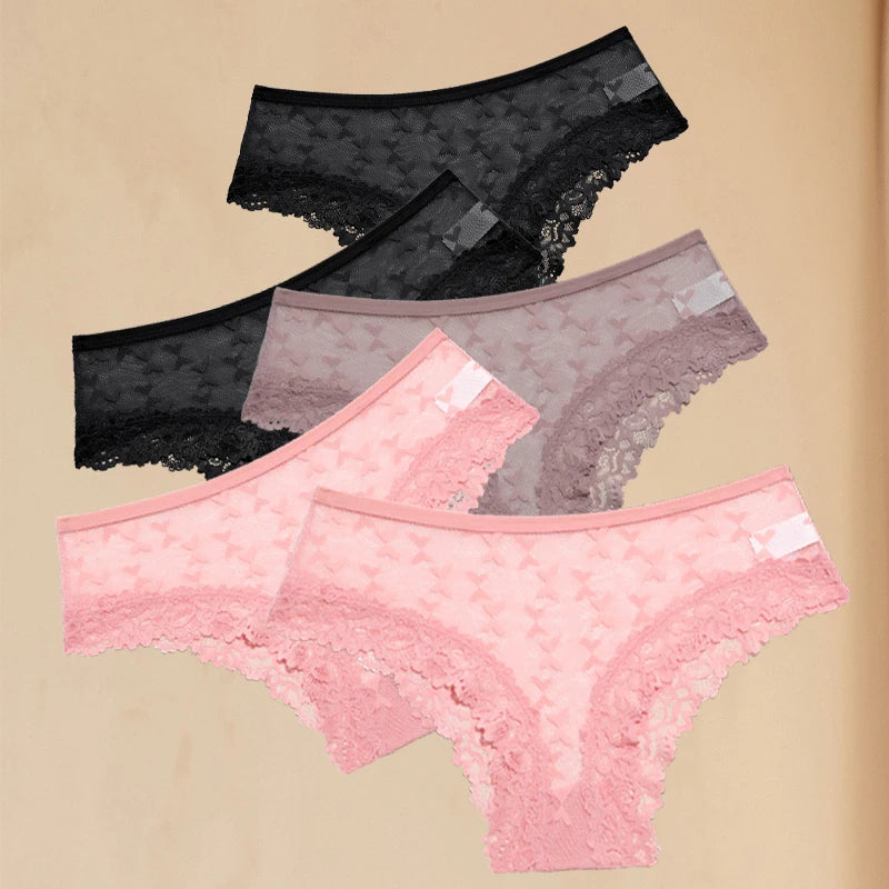 Women's Lace Panties Set - 5 Pack Floral Hollow Out Briefs (S-XL)