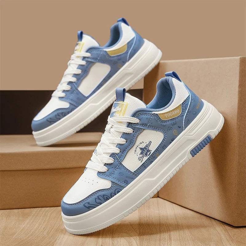 Men's Casual Versatile Platform Skateboard Lace Up Sneakers