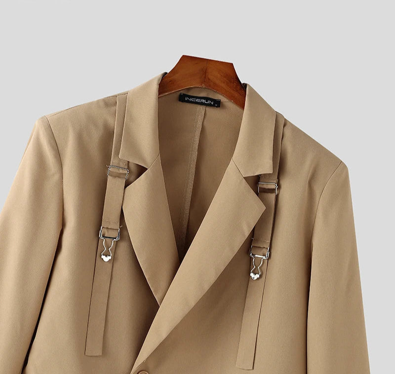 Men's Deconstruct Metal Buckle Long Sleeved Blazer