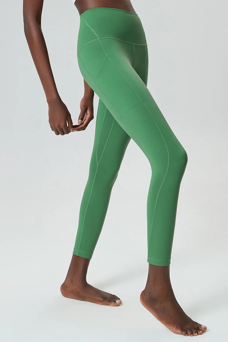 Women's High Waist Sports Leggings Buttery Soft Pocket Yoga Pants Slim Fit Stretchy Workout Running Tights Sportswear