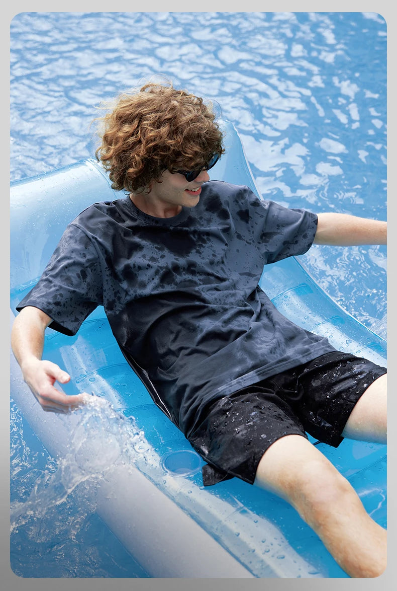 Men's Unique Fabric Mint Anti-microbial Sweat UPF50+ Quick Drying Cotton T-shirt