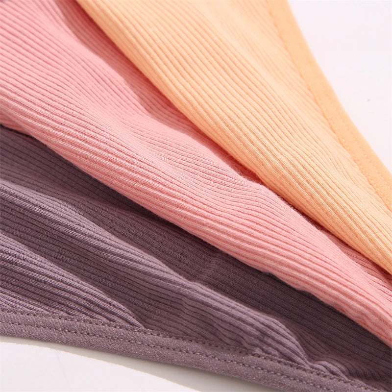 Women's 2PCS/SET Cotton Low Waist Panties Adjustable Waist Thongs Seamless G-String Underwear Lingerie