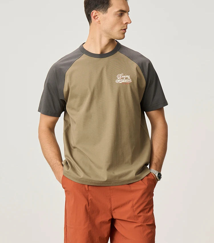 Men's Summer 240gsm Cool Feeling Sorona Fabric Oversize Raglan Sleeve Athletic Sports Gym Workout T-Shirt