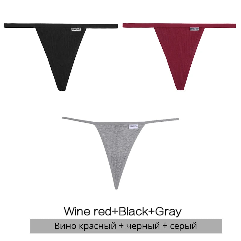 Cotton Thongs 3-Pack Set - Low-Rise Comfortable Underwear