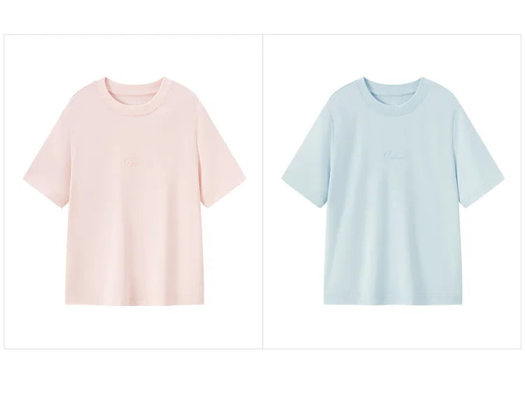 Women's Pure Cotton Short Sleeve T-Shirt - Simple Lettering Design