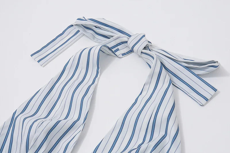 Women's Bow Detail V-Neck Halter Maxi Dress