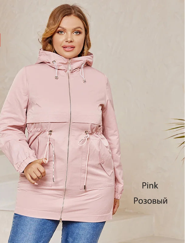 Women's Hooded Trench Coat - Plus Size Casual Windbreaker