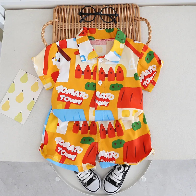 Children's Colourful T-Shirt And Shorts 2PCS Outfit Set 1-5 Years Old