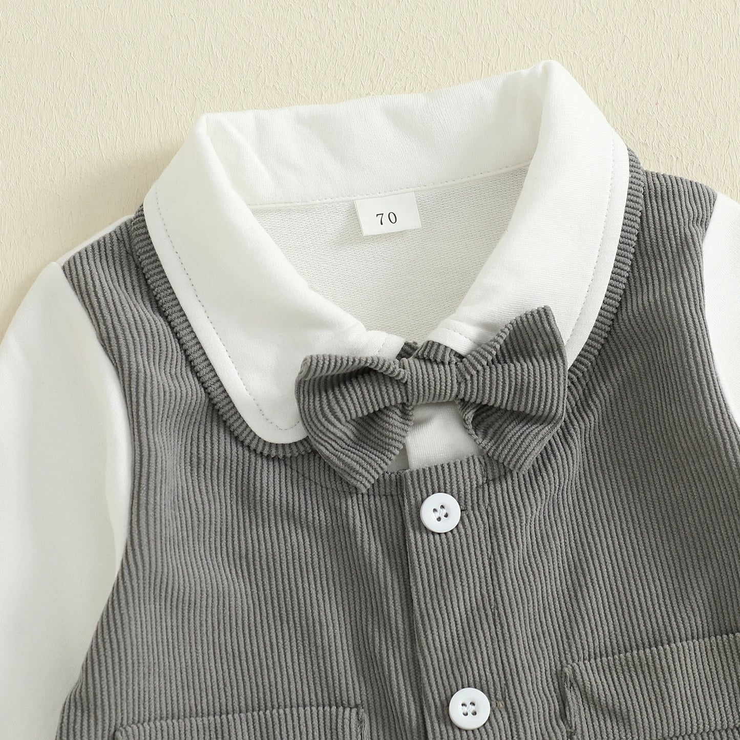 Gentleman Newborn Baby Romper - Footed Jumpsuit with Lapel