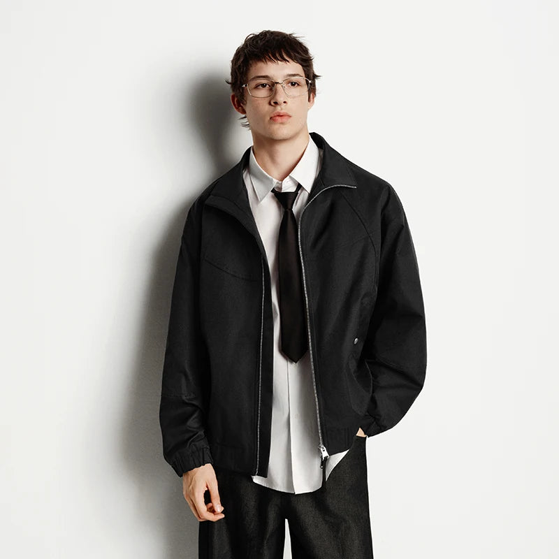 Loose Fit Stand Collar Minimalist Fashion Casual Jacket