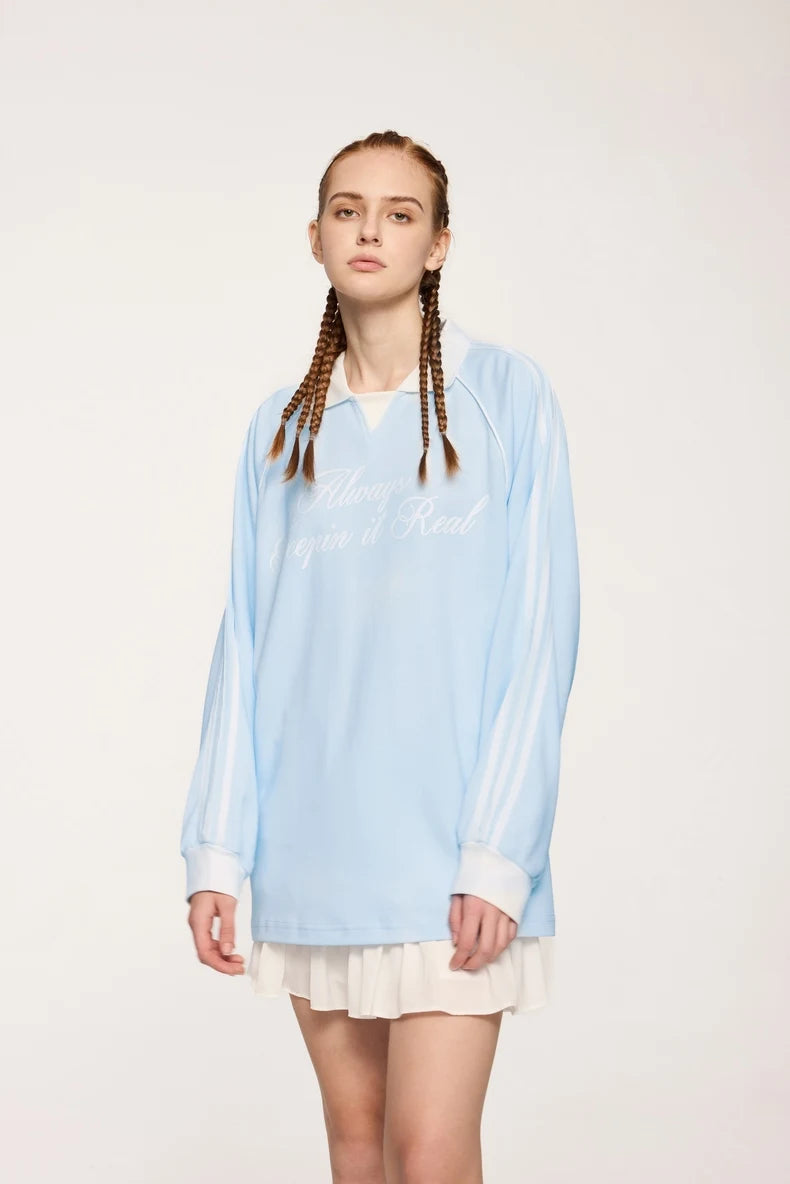 Unisex Streetwear POLO Trendy Oversized Colourblock Long-sleeved T-Shirt