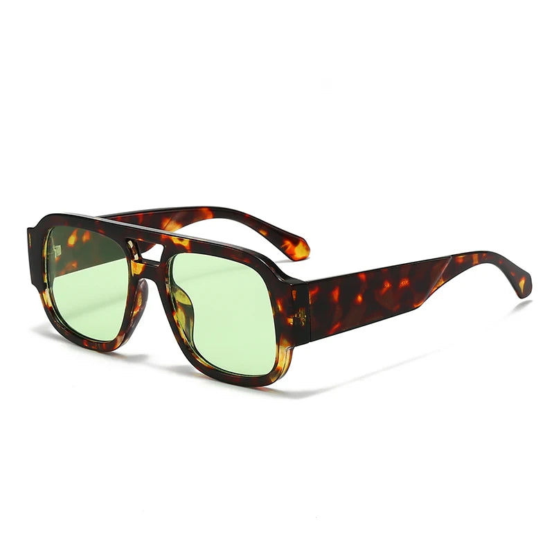 Unisex 1/4 Set Retro Large Frame Double Bridges Square Sunglasses