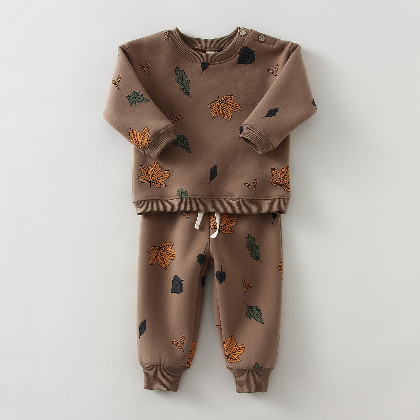 Children's 2Pcs Embroidery Thicken Fleece Warm Sweatshirt and Pants Set Outfit