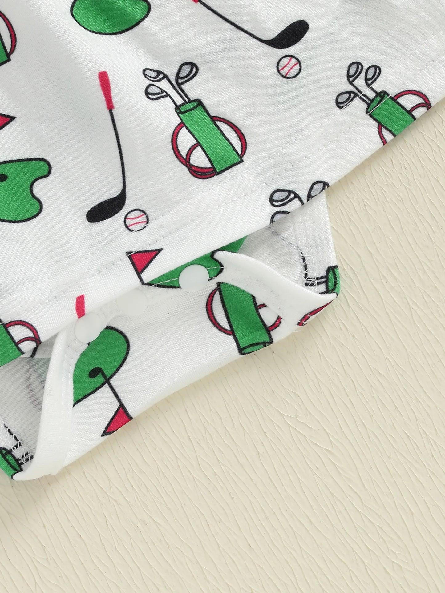 Baby Girls' Romper Dress - Golf Print Bowknot Ruffles Fly Sleeve Bodysuit