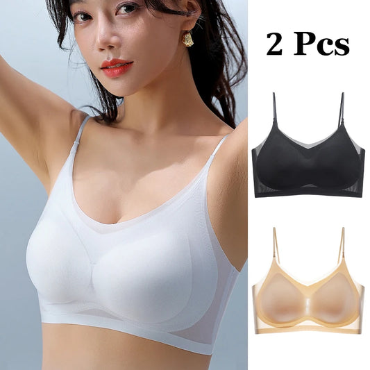 Women's Seamless Wireless Bralette 2-Pack - Ultra-Thin Ice Silk Breathable Vest