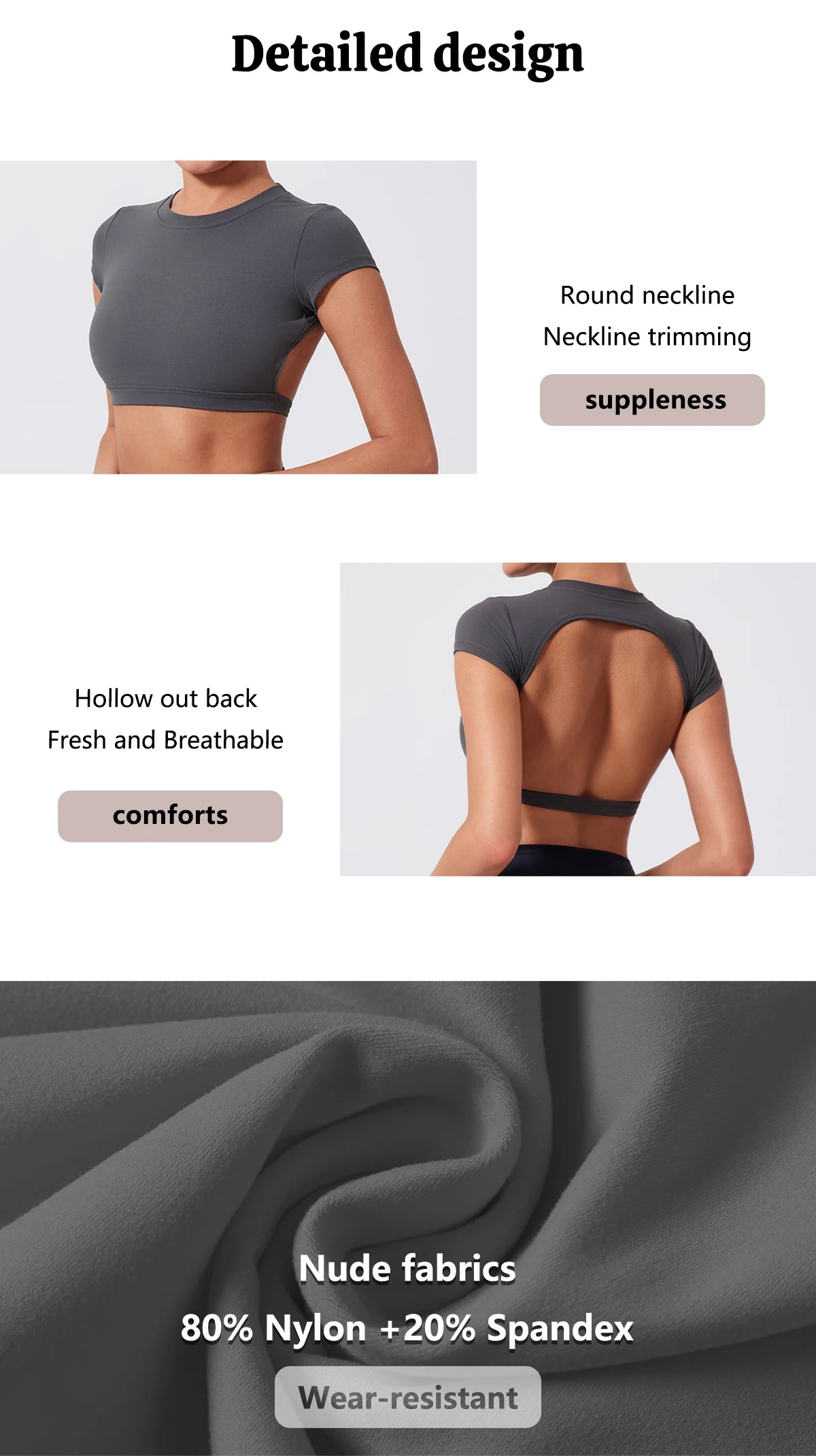 Women's Sports Workout Top Fitness Activewear Quick-Dry Yoga Clothes Sport Crop Top Backless Gym Top