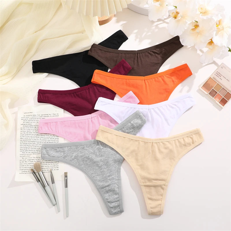3Pcs Cotton Thongs Pantie Low Waist Comfortable Underwear Breathable G-string Soft Lingerie