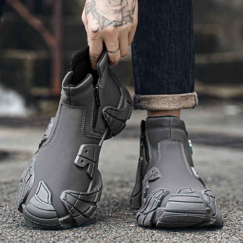 Men's Casual High Top Platform Skateboard Slip On Ankle Comfortable Vulcanized Sneakers
