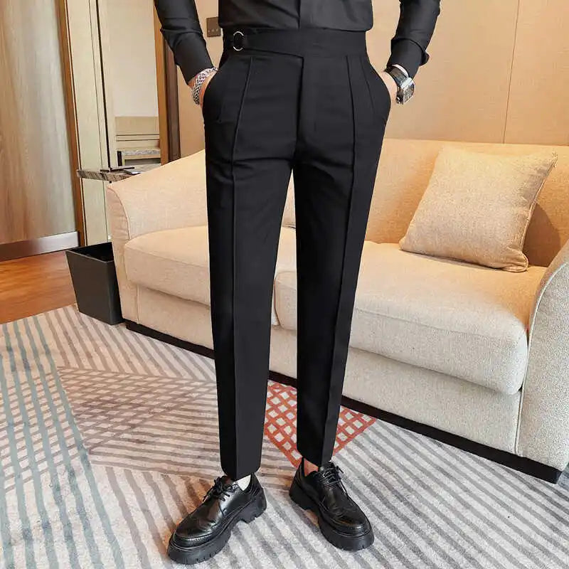 Men's British Style Slim Fit Smart Casual Trousers