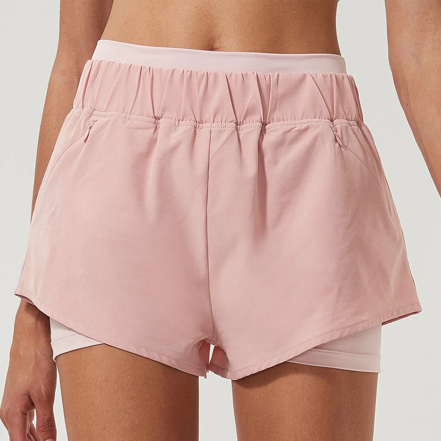 Women's 2 In 1 Fitness Running Woven Breathable Side Pocket Yoga Quick Dry Soft Gym Shorts