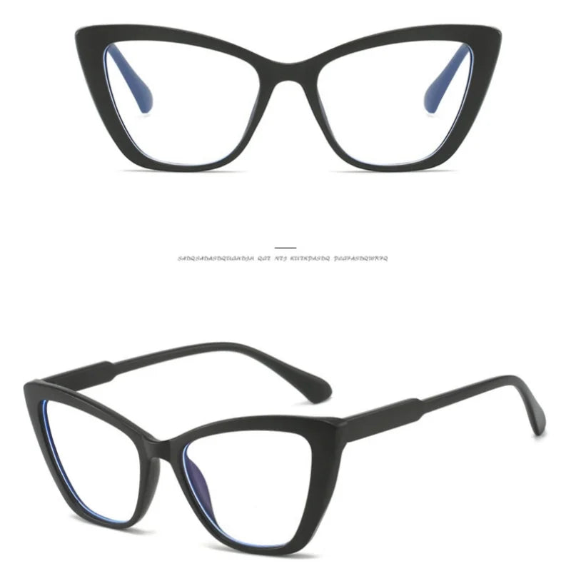 Women's Cat Eye Anti-Blue Light Glasses - Retro Flat Lens Prescription Compatible