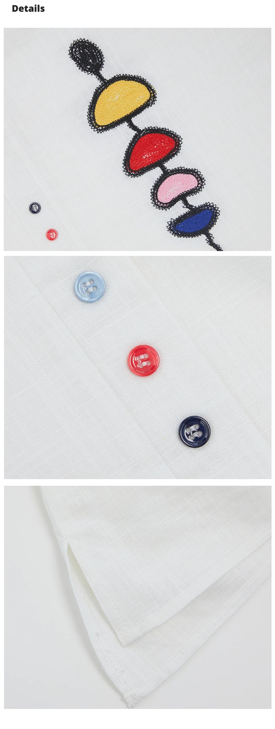 Women's Summer Cotton Linen Oversized Short Sleeve Sequins Button Top