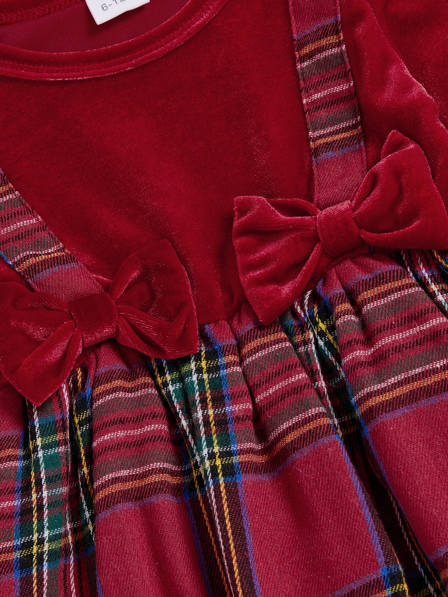 Baby Girls Christmas Plaid Velvet Party Dress (0-4Y)