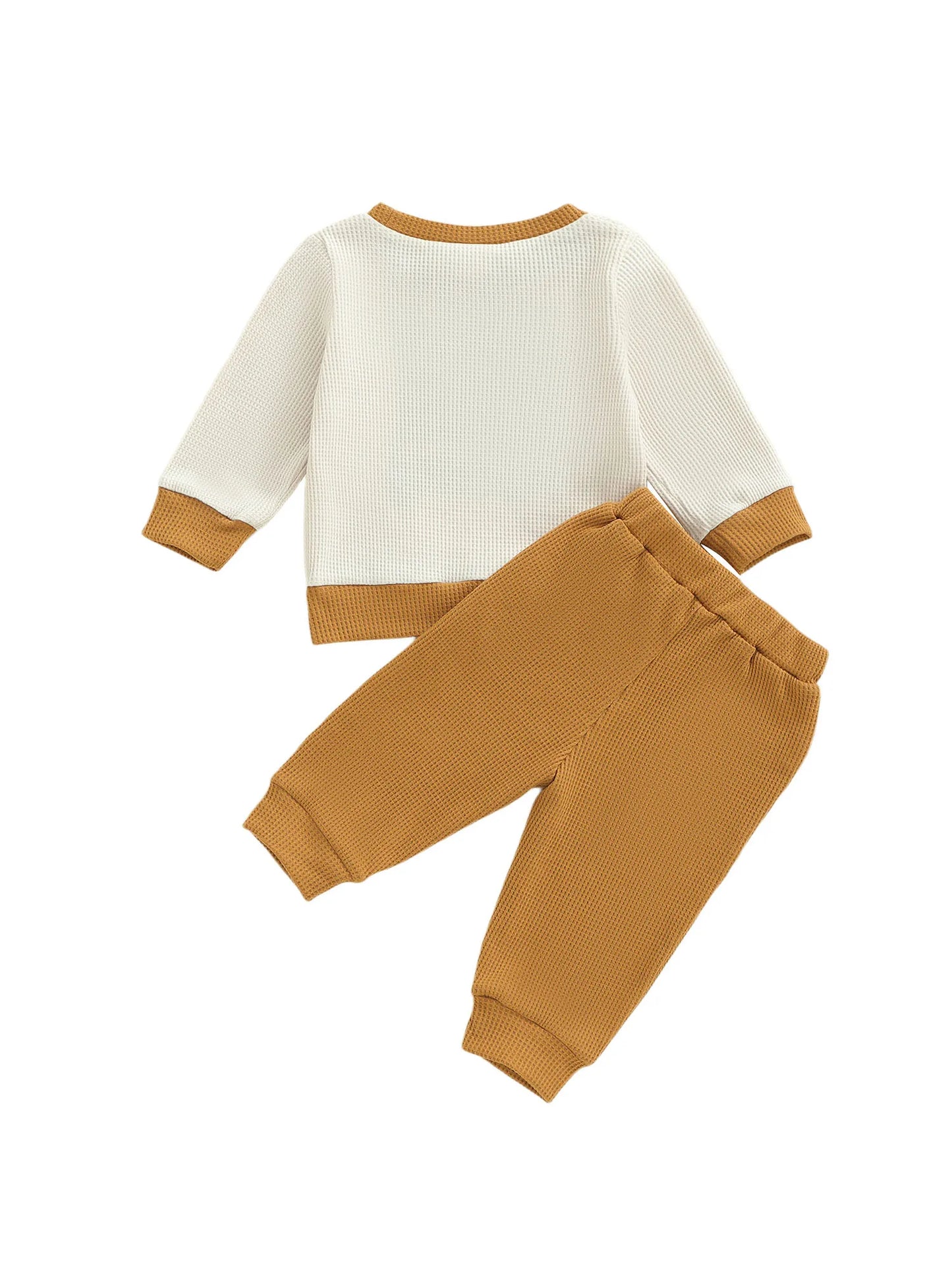 Baby Boys Letter Print Outfit Set - Long Sleeve Crew Neck Sweatshirt & Elastic Waist Pants (0-3Y)