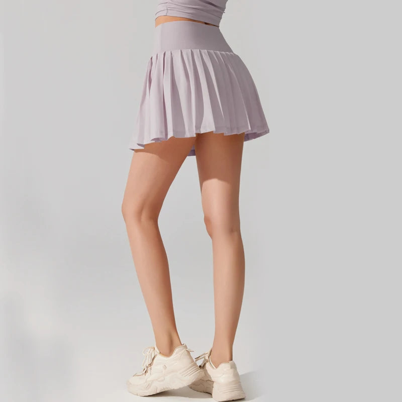 Women's 2-in-1 Tennis Skirt - Pleated Quick Dry Sports Skirt with Pockets