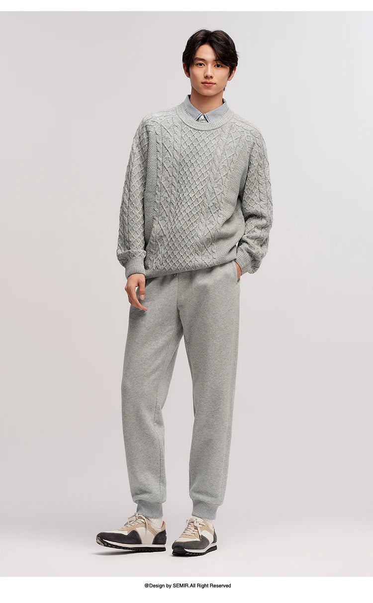 Men's Thermal Fleece Lined Jogger Pants - Antibacterial Loose Fit Winter Sweatpants