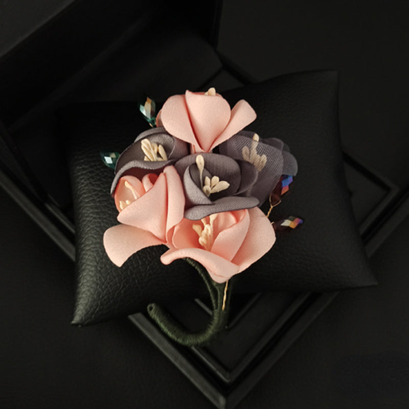 Elegant Fabric Flower Brooch Pin - Handmade Corsage for Women