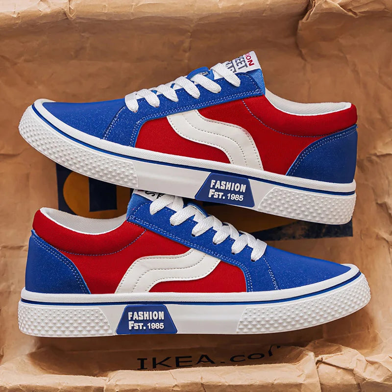 Men's Canvas Skateboard Sneakers - Lace-Up Casual Trainers