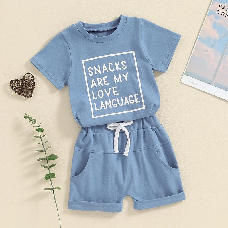 Summer Baby Boys Casual Letter Print Outfit Set - 2-Piece T-Shirt & Shorts (0-3Y)