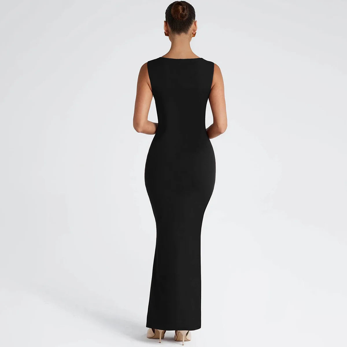 Women's Square Neck Elegant Maxi Outfits Sleeveless Bodycon Dress