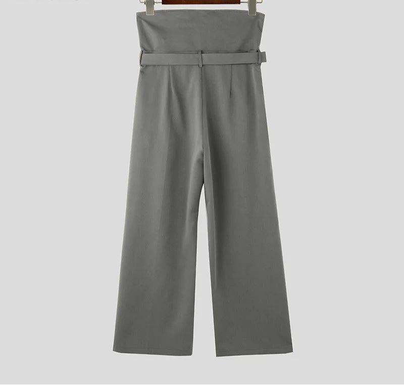Men's Summer High Waist Pantalons Zipper Long Trousers
