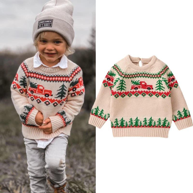 0 3Y Infant Baby Boys Christmas Sweaters Long Sleeve Round Neck Xmas T Habby Business