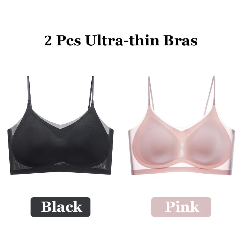Women's Seamless Wireless Bralette 2-Pack - Ultra-Thin Ice Silk Breathable Vest