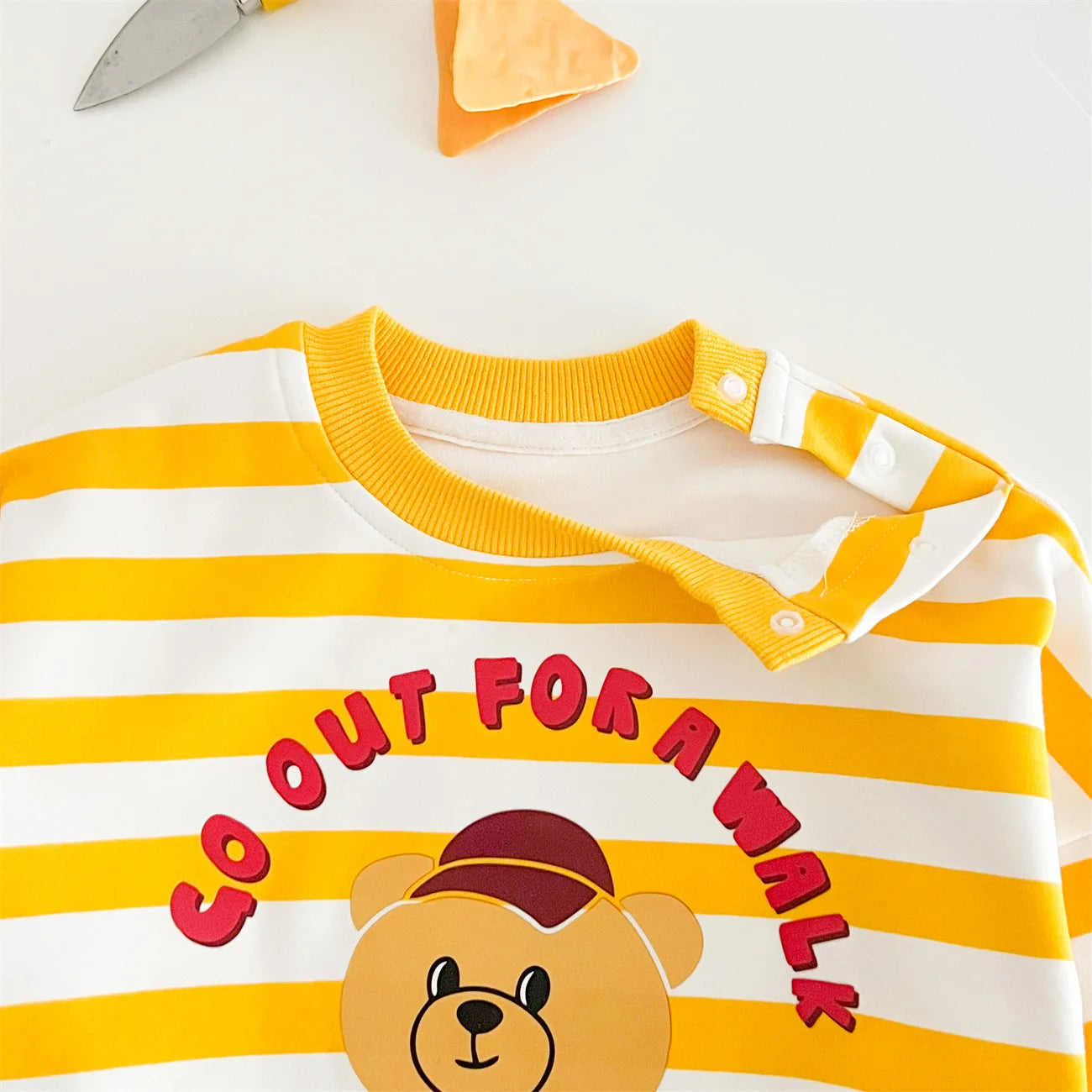 Baby's 100% Cotton Yellow Striped Bodysuit Outfit
