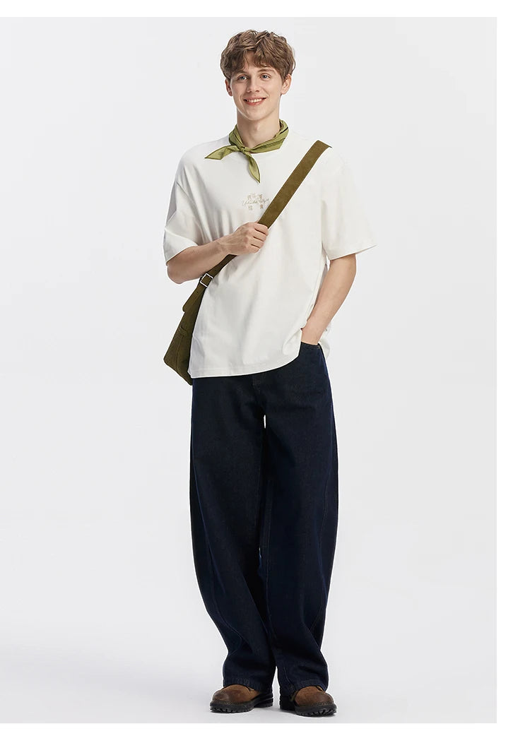 Men's Chinese Style Embroidered T-Shirt - Short Sleeve Casual Top Autumn 2025