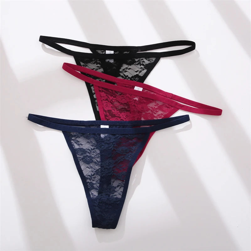 5Pcs Cotton Lace Thongs Hollow Out Floral Underwear Panties Low Waist G-string Comfortable Lingerie