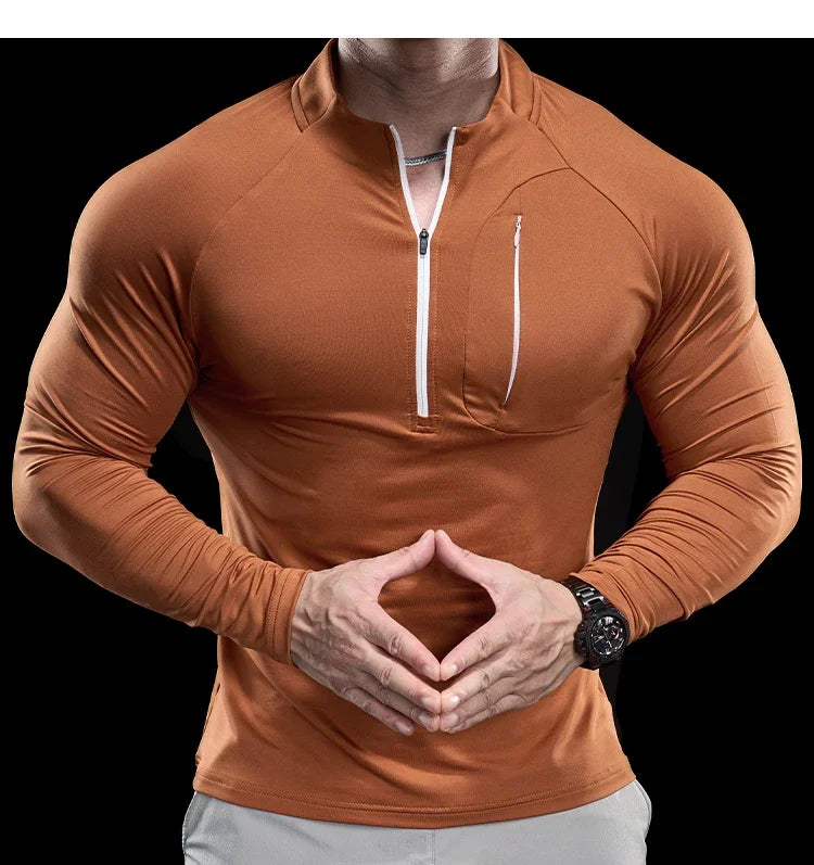 Men's Gym Fitness Quick Dry Running Sport Long Sleeves Trackwear Bodybuilding Training Top