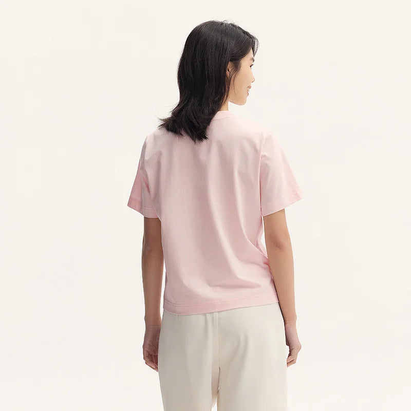 Women's Pure Cotton Short Sleeve T-Shirt - Simple Lettering Design