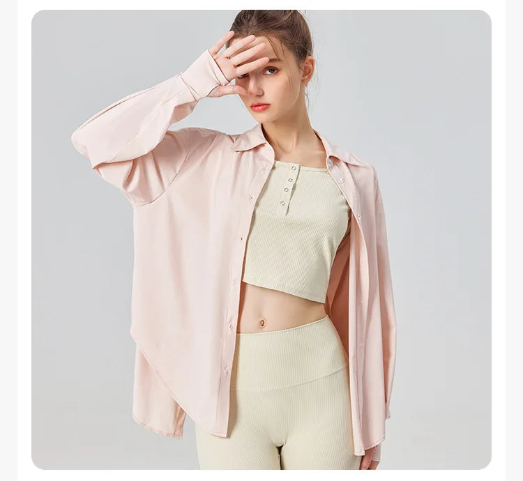 Women's Long Sleeve Sun Protection Yoga Shirt - Lightweight Athletic Top