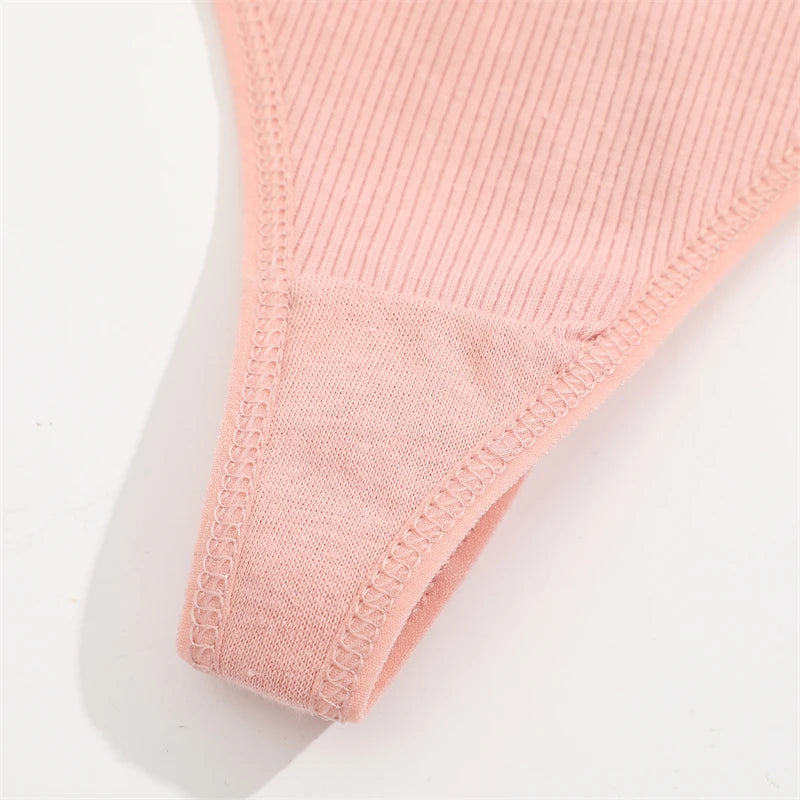 Cotton Lace Thongs - 3 Pack Low Waist Bikini Panties